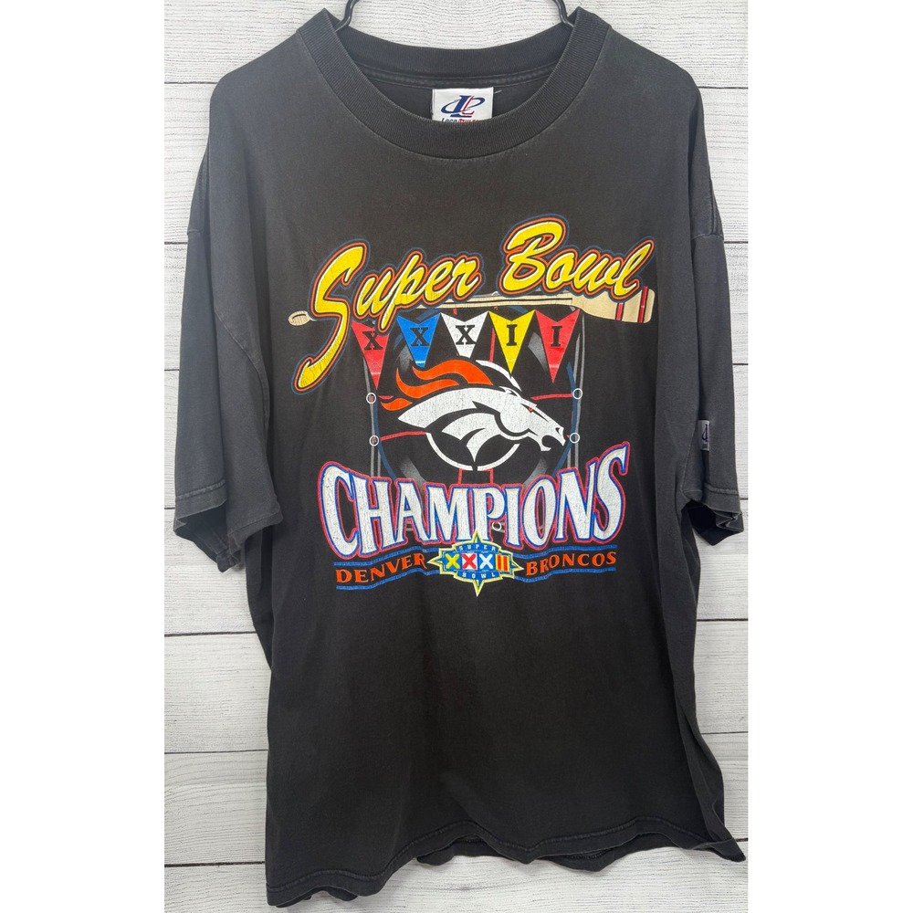 Vintage Logo Athletic Denver Broncos Super Bowl XXXII Champions T-Shirt XL Black